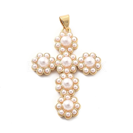 Rack Plating Brass with ABS Imitation Pearl X-KK-Q017-13G-1
