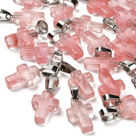 Cherry Quartz Glass Pendants G-Z067-04P-04-1