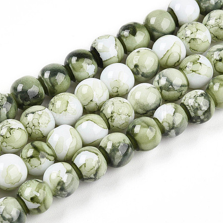 Baking Paint Glass Beads Strands X-DGLA-N003-8mm-C06-1