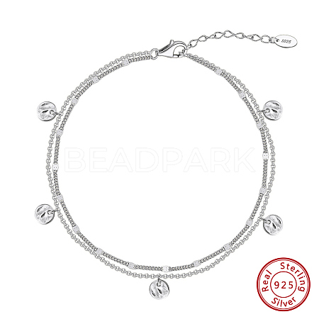 925 Sterling Silver Anklet AJEW-Z029-02P-1