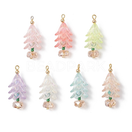 7Pcs 7 Colors Electroplate Glass Pendants PALLOY-MZ00985-1