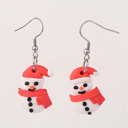 Christmas Snowman Earrings EJEW-JE02126-02-1
