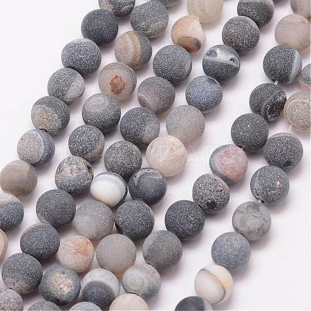 Natural Druzy Geode Agate Bead Strands G-K166-09-8mm-09-1