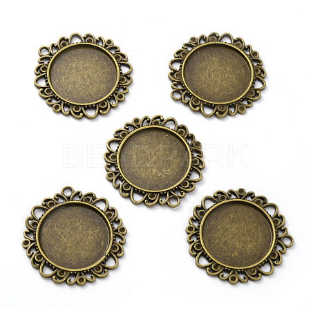 Tibetan Style Alloy Pendant Cabochon Settings PALLOY-P224-03AB-1