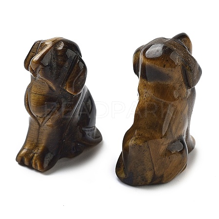 Natural Tiger Eye Carved Dog Figurines DJEW-L023-A04-1