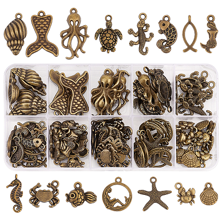   90Pcs 15 Style Tibetan Style Alloy Pendants FIND-PH0017-43-1