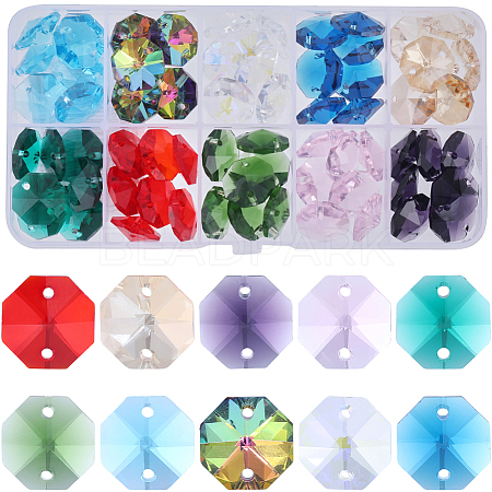 80Pcs 8 Colors Electroplate Glass Links Connectors EGLA-SC0001-29-1