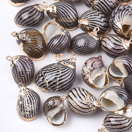 Electroplate Spiral Shell Pendants SSHEL-T009-06-1
