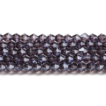 Transparent Electroplate Glass Beads Strands GLAA-F029-3mm-C04-1