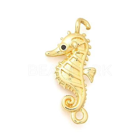 Brass Micro Pave Black Cubic Zirconia Sea Animals Connector Charms KK-C121-03G-1