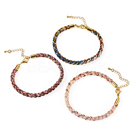 3Pcs 3 Colors 4MM Braided Nylon Cord Bracelets FIND-TA0009-40A-1
