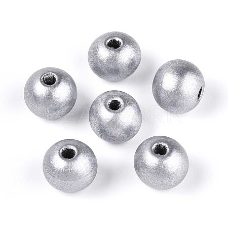 Spray Painted Round Natural Schima Wood Beads WOOD-A018-14mm-02-1