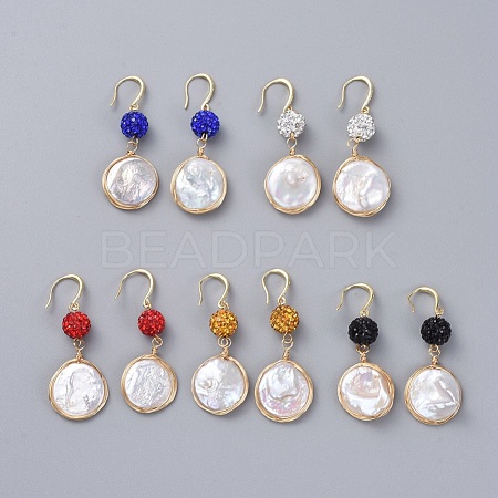 Natural Baroque Pearl Keshi Pearl Dangle Earrings EJEW-JE03907-1