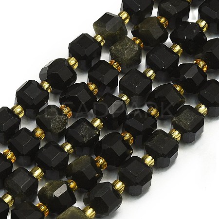 Natural Golden Sheen Obsidian Beads Strands G-I376-D51-01-1