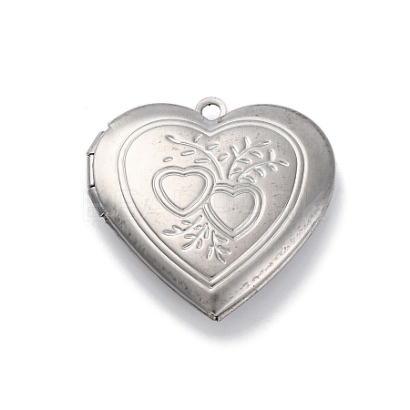 304 Stainless Steel Locket Pendants STAS-S171-13P-05-1