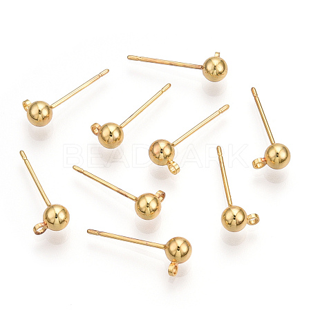 Brass Stud Earring Findings X-KK-I649-10G-NF-1