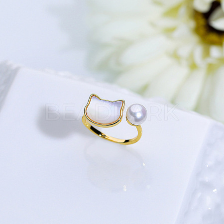 Natural Freshwater Pearl with Natural Shell Cuff Rings WGACE42-05-1