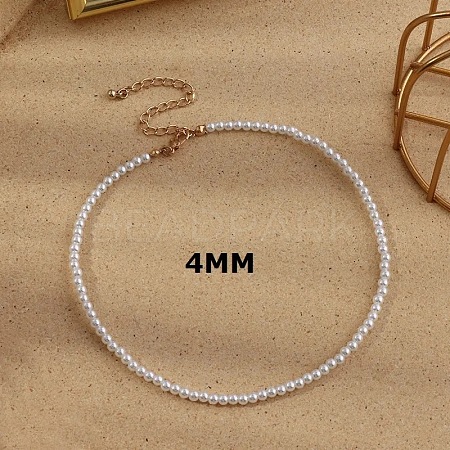Plastic Imitation Pearl Round Beaded Necklaces for Women WGF0340-07-1