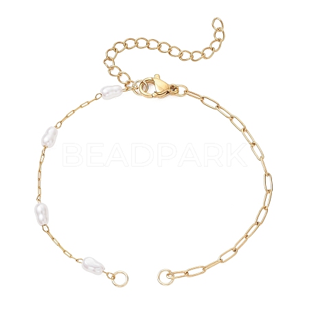 316 Surgical Stainless Steel Paperclip Chain with Plastic Imitation Pearl Handmade Link Chain Bracelet Making AJEW-JB01588-1
