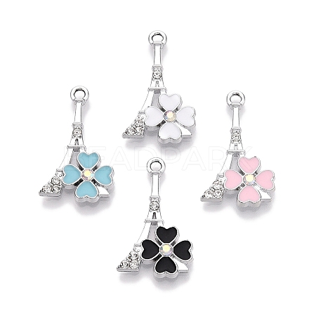 Rack Plating Alloy Rhinestone Pendants FIND-N005-25P-1