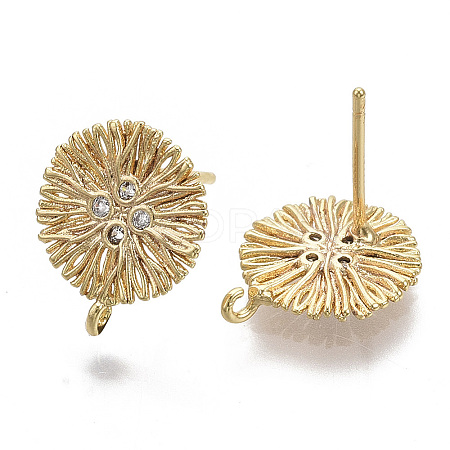 Brass Micro Pave Cubic Zirconia Stud Earring Findings X-KK-T056-05G-NF-1