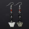 Butterfly Natural New Jade Dangle Earrings for Girl Women EJEW-S212-001-1