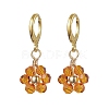 Woven Flower Glass Dangle Earrings EJEW-JE05815-1