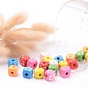 50PCS Mixed Lead Free Cube with Flower Wood Beads X-TB230Y-3
