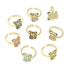 Bear Cubic Zirconia Open Cuff Ring RJEW-F145-01G-1