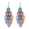 430 Stainless Steel Leaf Dangle Earrings EJEW-A137-08P-05-4