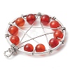 Copper Wire Wrapped Natural Gemstone Beaded Pendants PALLOY-JF02804-5