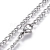 304 Stainless Steel Figaro Chain Necklaces STAS-L221-28P-1