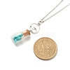 Glass Bottle with Synthetic Turquoise Chips Pendant Necklace NJEW-JN03841-03-5