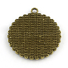 Tibetan Style Flat Round Alloy Pendant Cabochon Settings X-TIBEP-Q049-14AB-NR-2