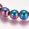 Electroplated Non-magnetic Synthetic Hematite Beaded Stretch Bracelet BJEW-P215-01-10mm-2
