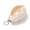 6Pcs 6 Styles Natural Cowrie Shell Copper Wire Wrapped Star & Heart & Round Pendants PALLOY-JF02938-5