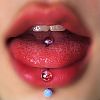 304 Stainless Steel with Acrylic Round Ball Straight Barbell Tongue Rings FS-WG99CB2-04-1