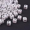 6MM Letter J White Letter Acrylic Cube Beads X-PL37C9308-J-1
