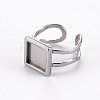 Tarnish Resistant 201 Stainless Steel Cuff Pad Ring Settings STAS-S080-041A-P-3