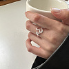 Hollow Out Heart 925 Sterling Silver Cuff Rings WG3081F-01-4