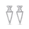 TINYSAND 925 Sterling Silver Triangle Drop Stud Earrings TS-E333-S-1