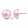 Painted Half Round Schima Wood Earrings for Girl Women EJEW-T017-02F-3