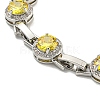 Flat Round Glass Link Chain Bracelets BJEW-H604-02P-04-3