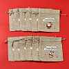 12Pcs 12 Styles Christmas Printed Burlap Packing Pouches Drawstring Bags ABAG-FS0001-03A-9