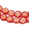 Handmade Millefiori Glass Flat Round Bead Strands LK-P010-02-4