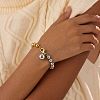 Duo Tone 304 Stainless Steel Ball Charm Round Beaded Bracelets for Women WGBF083-01-3