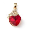 Real 18K Gold Plated Rack Plating Brass Micro Pave Clear Cubic Zirconia Pendants KK-C015-30G-05-1