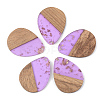 Transparent Resin & Walnut Wood Pendants RESI-S389-010A-B01-1