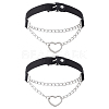 2Pcs Alloy Heart Link PU Leather Punk Choker Necklaces for Women NJEW-UN0001-70A-1