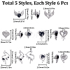 30Pcs 5 Styles Rack Plating Alloy Glass Pendants FIND-SC0006-66-2